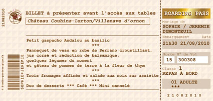 carte menu mariage theme avion